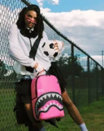 Sprayground Zaino Shark Central Pink Embroidered Backpack - immagine 6