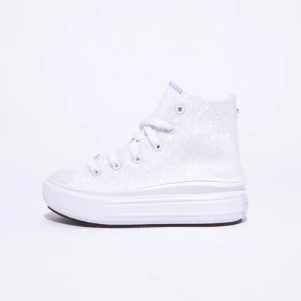 Platform Hi Move White Glitter Kid