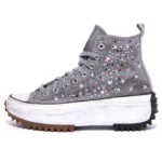 Platform Hike Hi Grey Borchie Strass Washed