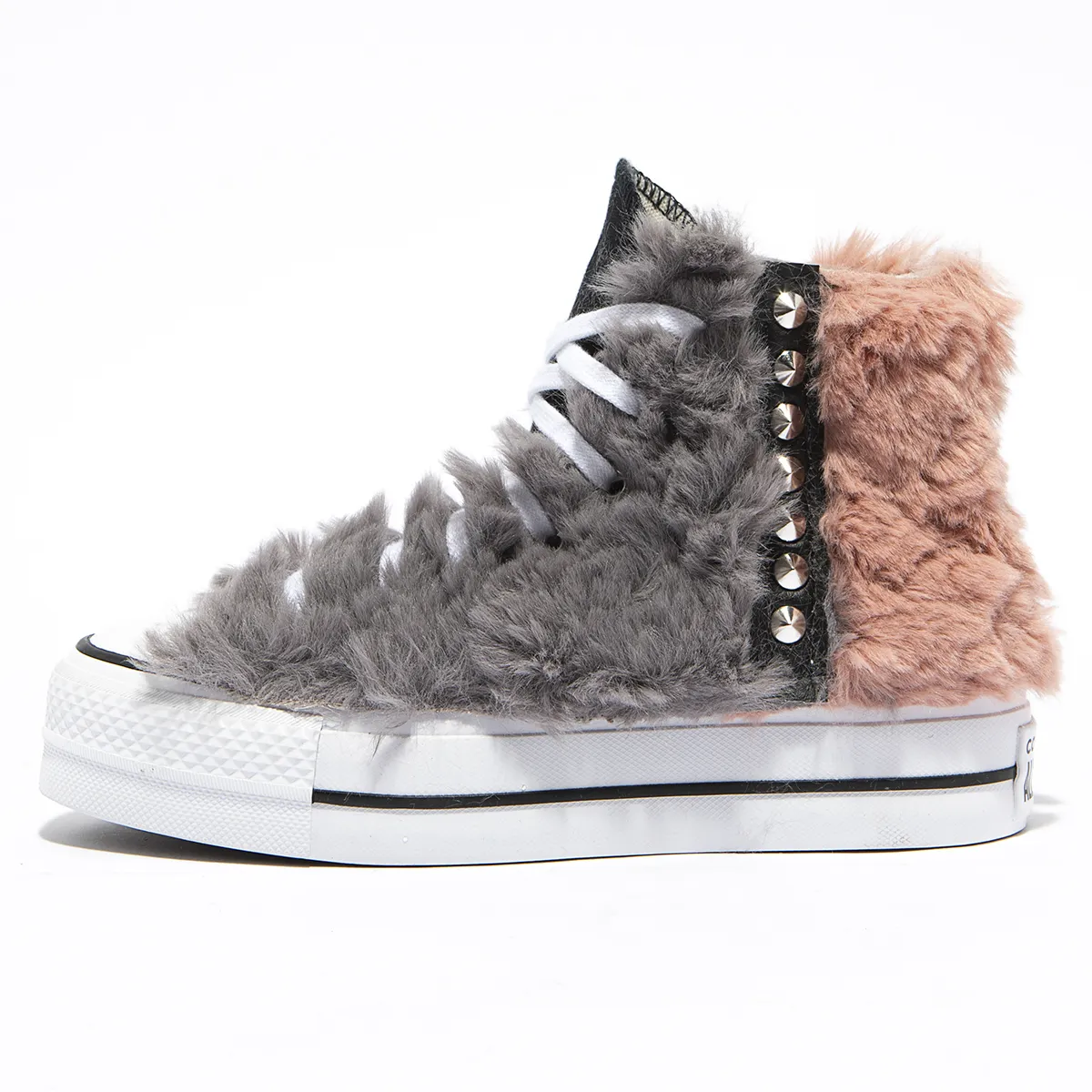 _43A8407 Platform Hi Stripes Furry Grey Rose - immagine 1