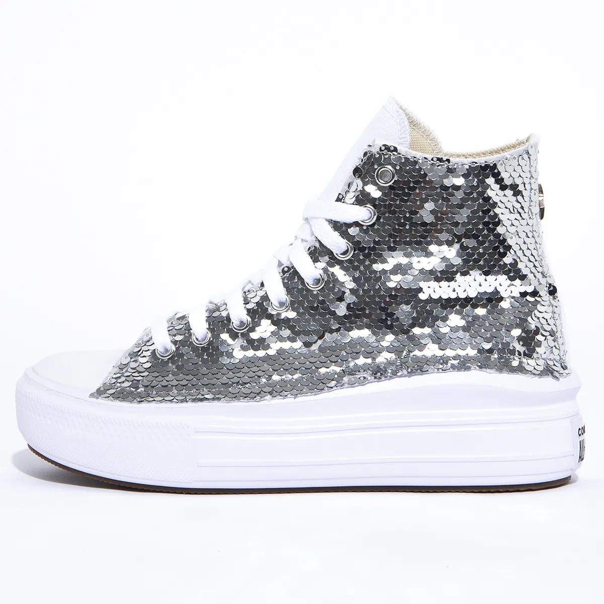 _43A9174 Platform Hi Move White Paillettes Argento - immagine 1