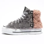 Platform Hi Stripes Furry Grey Rose