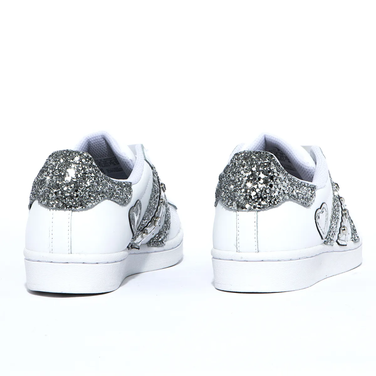 Adidas Superstar Glitter Argento Heart Strass | Il Maltese Lab - Scarpe  personalizzate