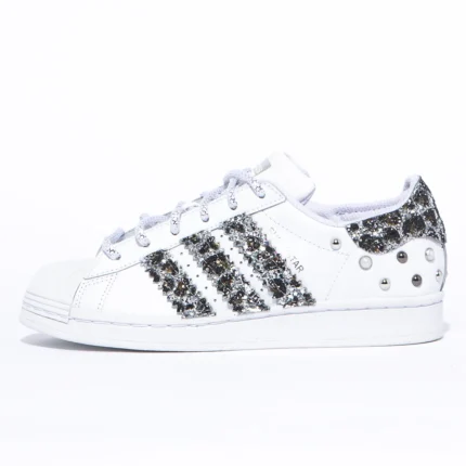 Adidas Superstar Stripes Glitter Leo Argento