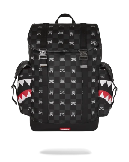 Sprayground Zaino Gray Peeking Character Monte Carlo Check Backpack