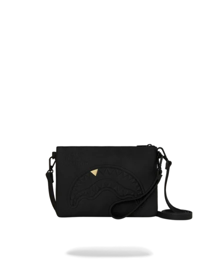 Sprayground Pochette Blacked Out Embossed Gold Tooth Crossover Clutch
