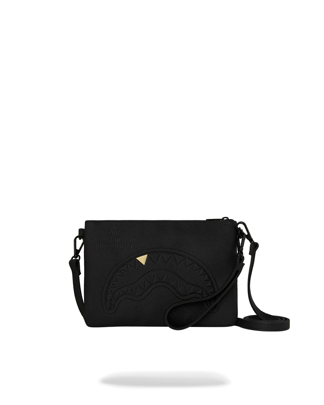 B9327_1 Sprayground Pochette Blacked Out Embossed Gold Tooth Crossover Clutch - immagine 1