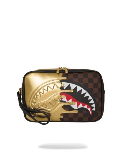 Sprayground Sharks In Paris Gold Drip Toiletry Brick