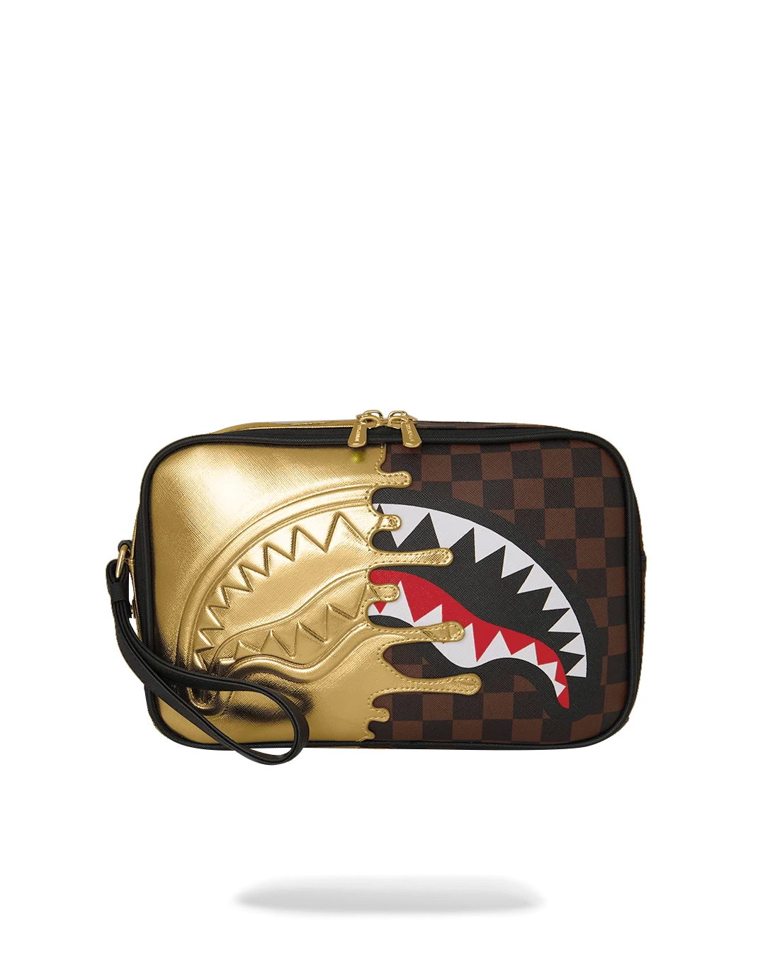 B9343_1 Sprayground Sharks In Paris Gold Drip Toiletry Brick - immagine 1