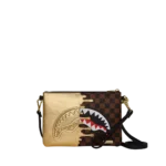 Sprayground Sharks In Paris Gold Drip Crossover Clutch
