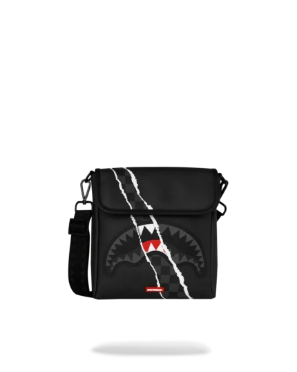 Sprayground Tracolla Center Rip Revealing Gray Check Messenger Sling