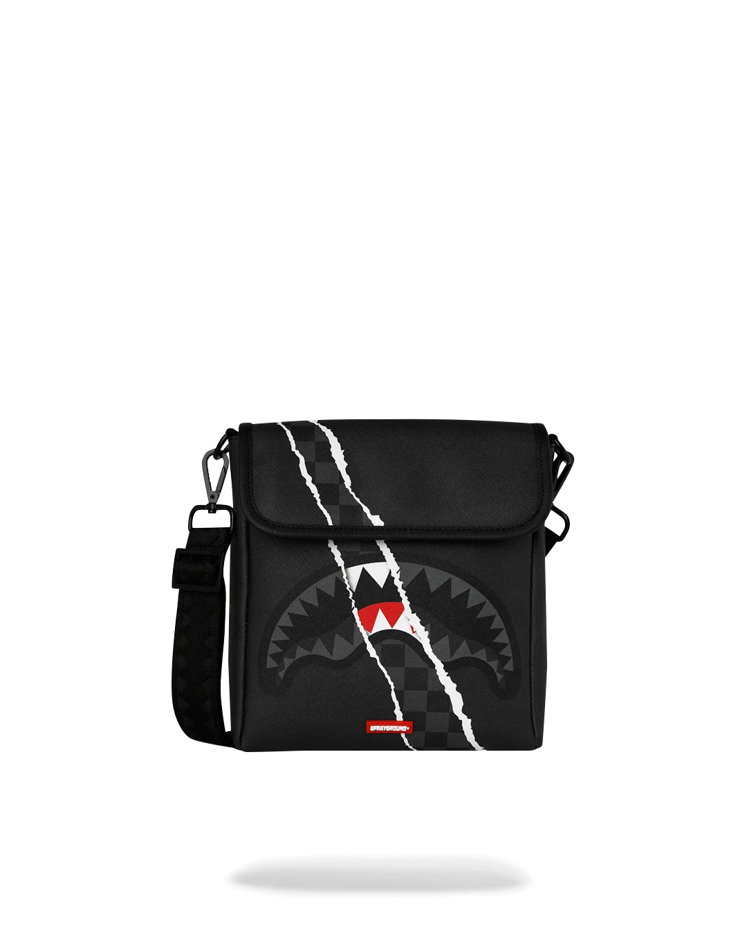 B9349_1 Sprayground Tracolla Center Rip Revealing Gray Check Messenger Sling - immagine 1
