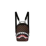 Sprayground Tracolla Zainetto Shark In Paris WTF Bubble Brown Check Mini Backpack