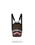 Sprayground Tracolla Zainetto Shark In Paris WTF Bubble Brown Check Mini Backpack