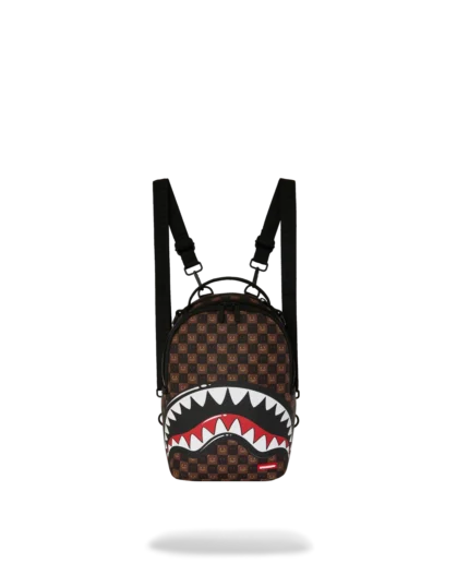 Sprayground Tracolla Zainetto Shark In Paris WTF Bubble Brown Check Mini Backpack