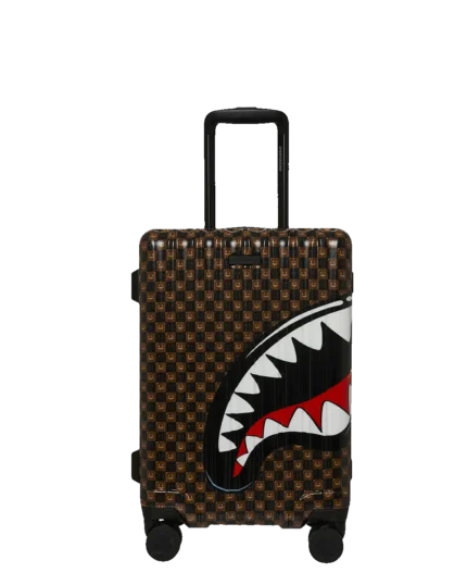 Sprayground Trolley Sharks In Paris Wtf Bubbly Brown Check Carry-on Luggage