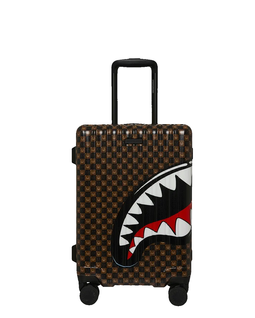 CL327_GIF Sprayground Trolley Sharks In Paris Wtf Bubbly Brown Check Carry-on Luggage - immagine 1