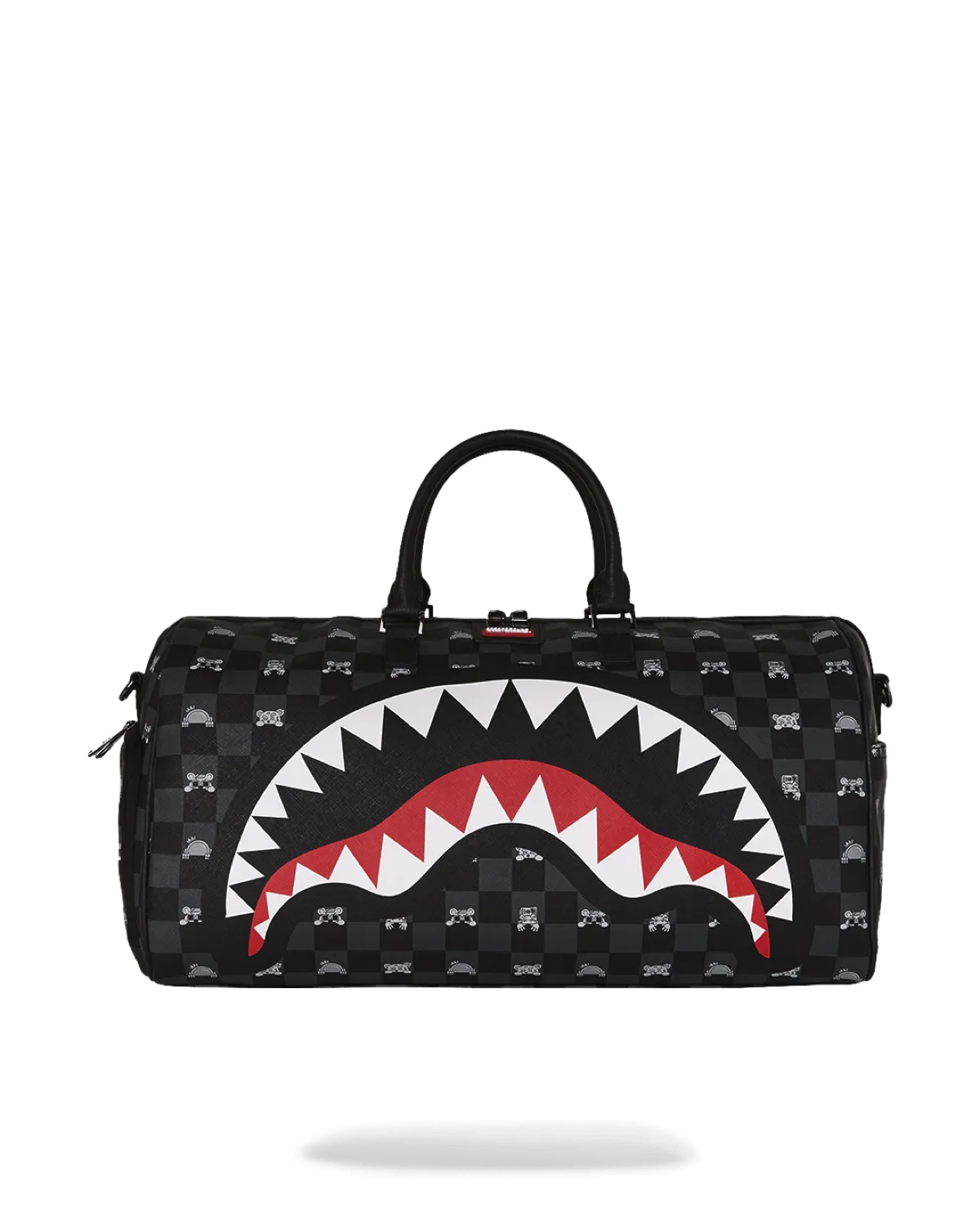 D8910_1 Sprayground Borsone Gray Peeking Character Check Duffle - immagine 1