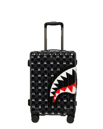 Sprayground Trolley Gray Peeking Character Check Carry-On Luggage