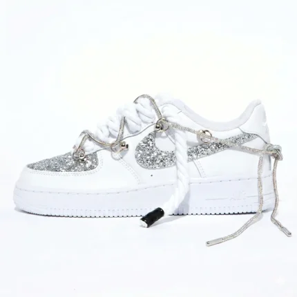 Nike Air Force One Double Rope Glitter Argento