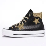 Platform Hi Black Snake Gold Stars