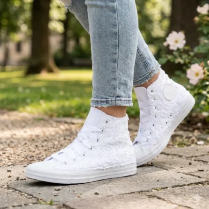 couro tenis all star flatform branco