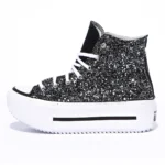 Platform Double Stack Hi Black Glitter