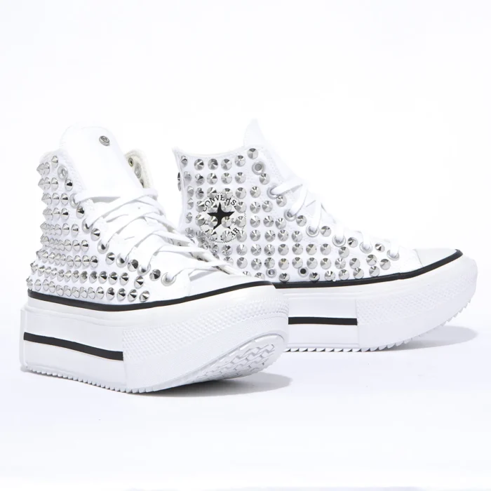 Platform Double Stack Hi White Borchie - immagine 2