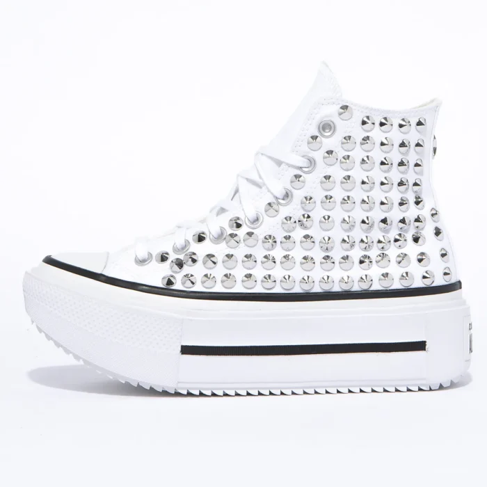 Platform Double Stack Hi White Borchie - immagine 1