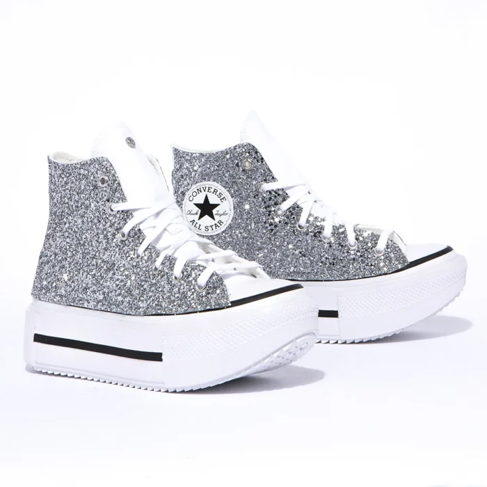 Platform Double Stack Hi White Glitter - immagine 2