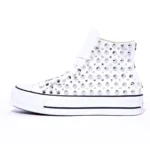 Platform Hi White Studs Strass