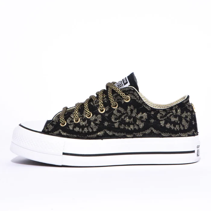 Platform Low Black Gold Pizzo - immagine 1