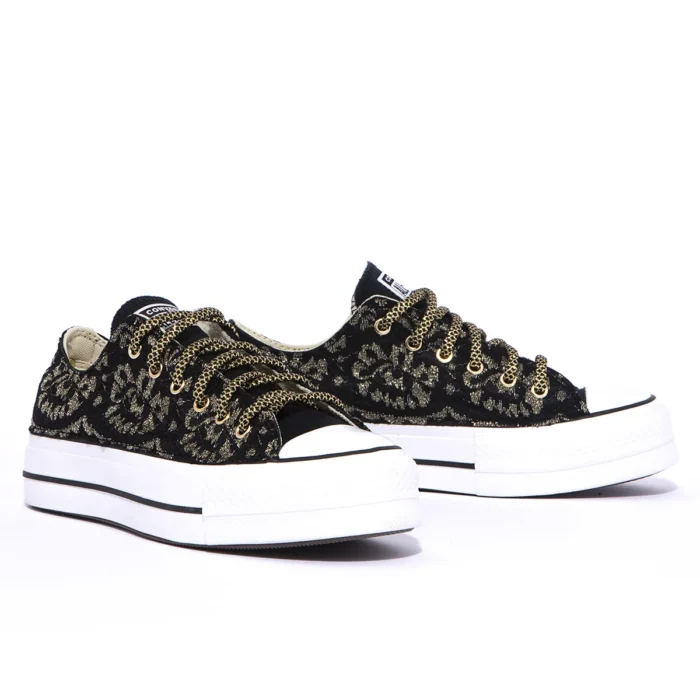 Platform Low Black Gold Pizzo - immagine 2