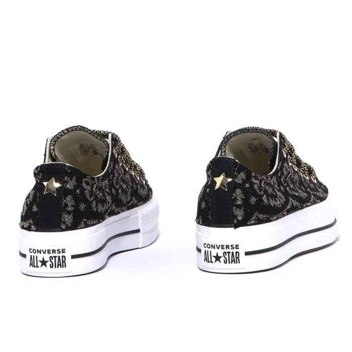 Platform Low Black Gold Pizzo - immagine 3
