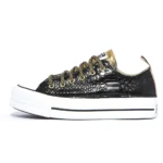 Platform Low Black Pytho Gold