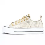Platform Low White Pytho Gold