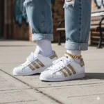 Adidas Superstar Glitter Stripes Gold Borchie - immagine 2