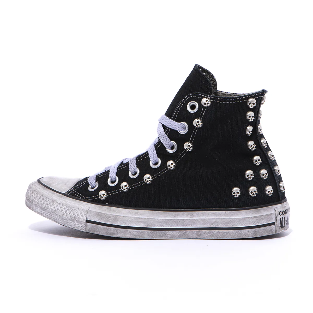 All Star hi Black Dirty Skull Washed
